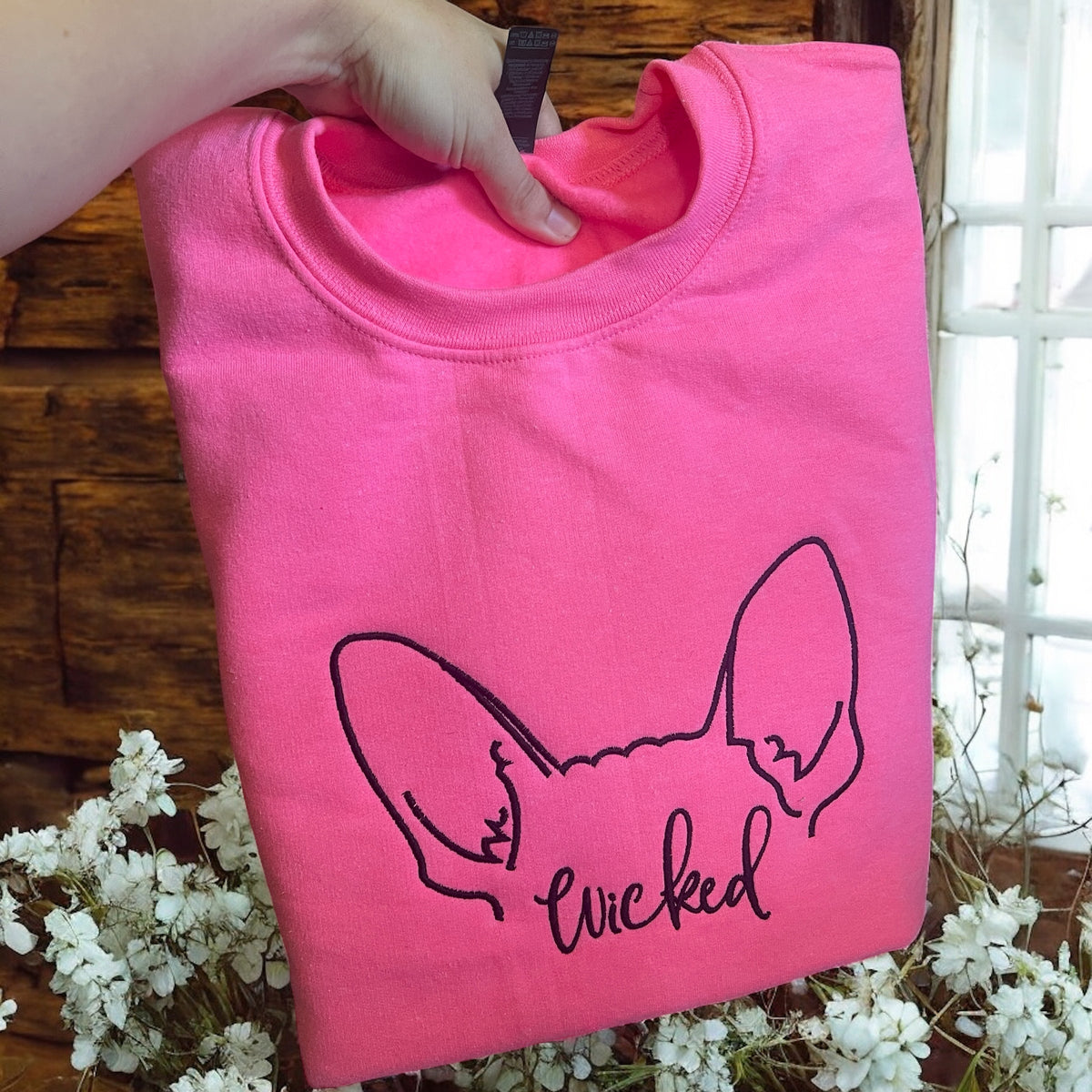 Embroidered dog outline sweatshirt or Tee