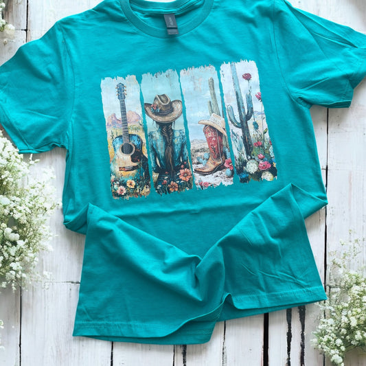 Western cowgirl scene Tee