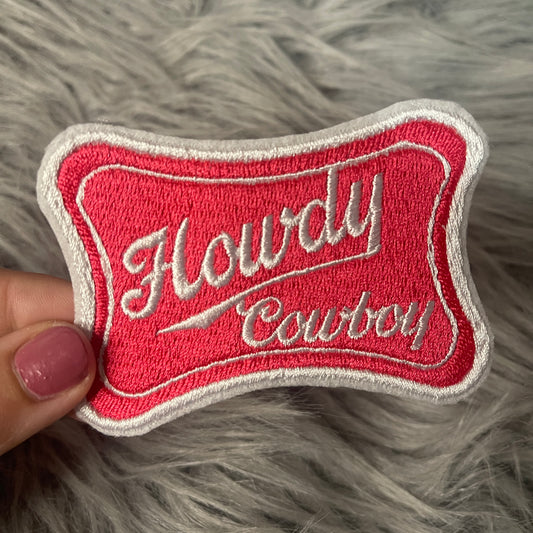 Howdy cowboy vintage rectangle Iron on embroidered patch