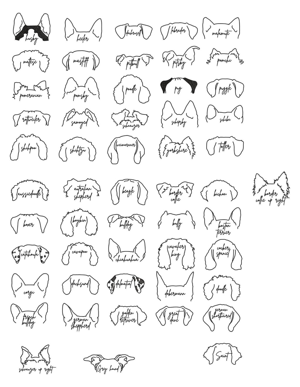 Embroidered dog outline sweatshirt or Tee