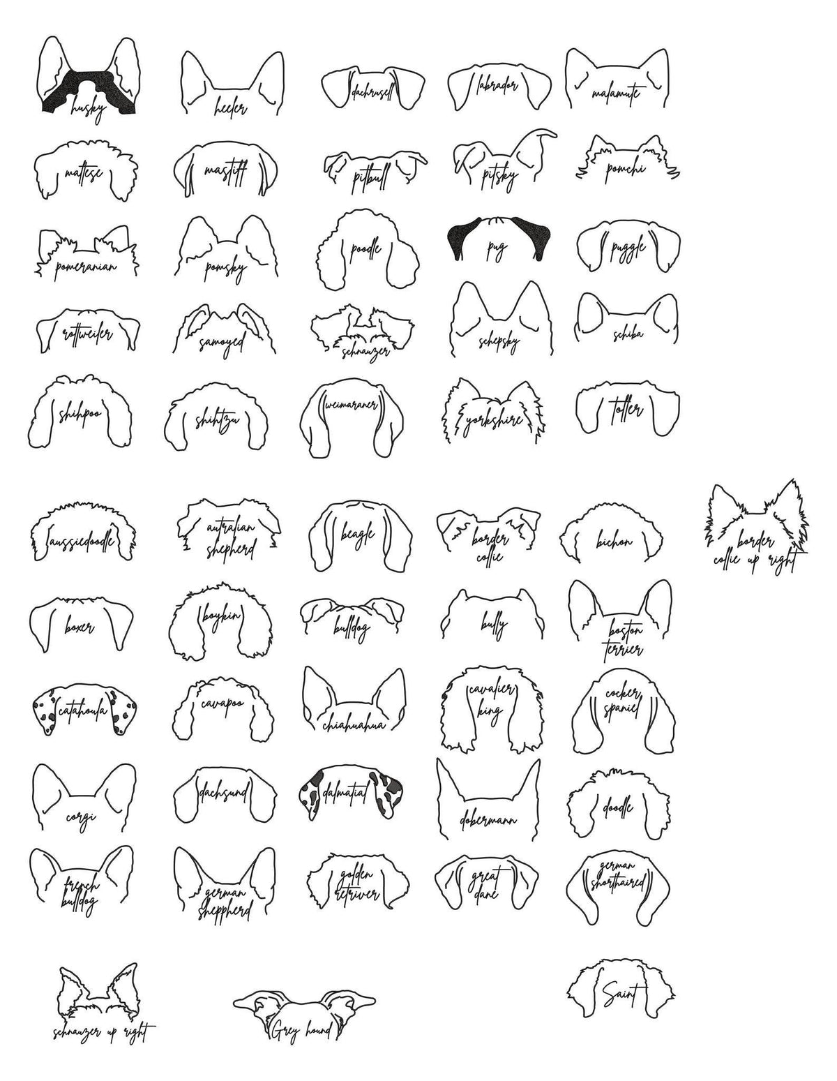 Embroidered dog outline sweatshirt or Tee