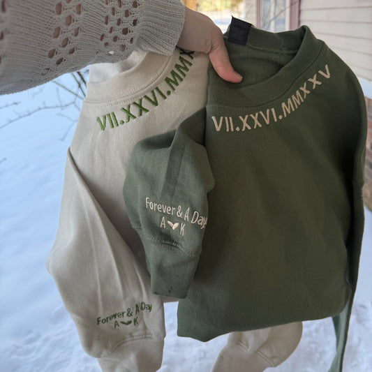 Minimal Date Embroidered Crewneck