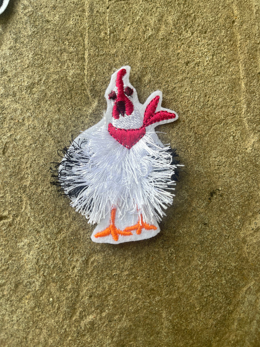 Fuzzy Chicken iron on embroidered patch