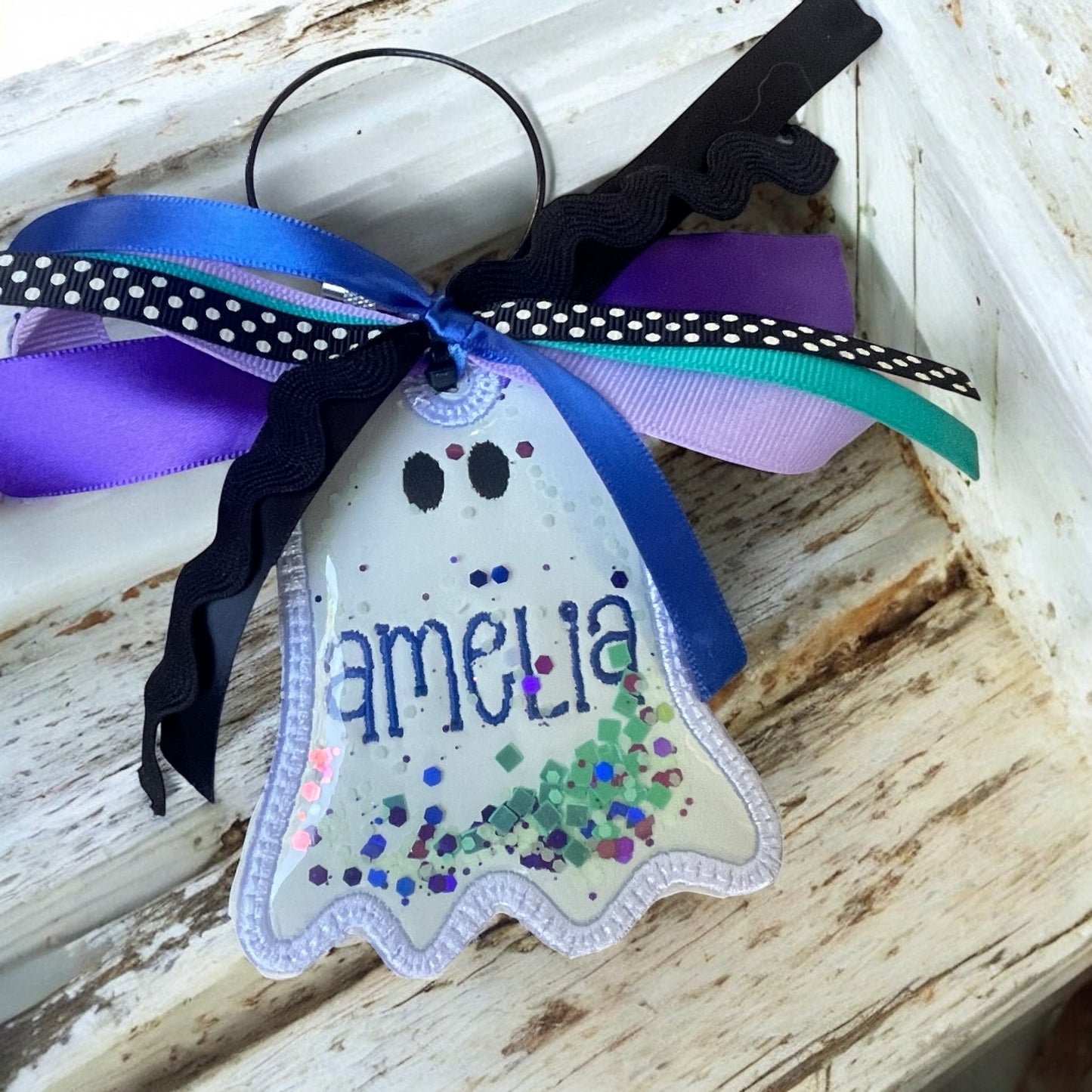 Ghost embroidered bag tags