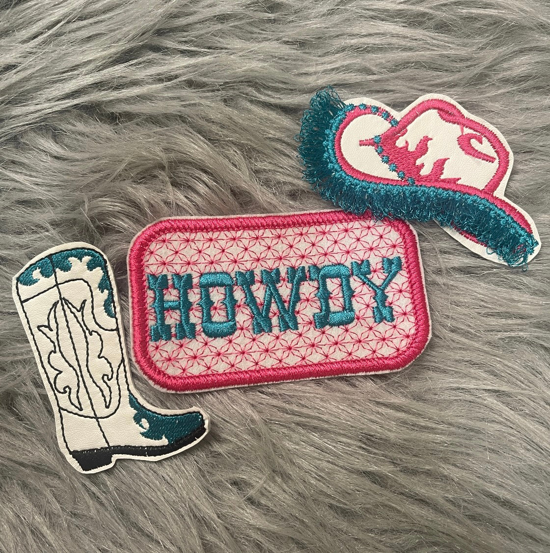 Howdy boots and hats bundle iron on patches