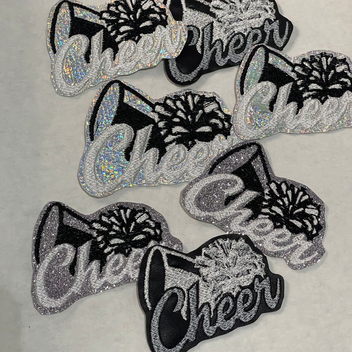 Poms megaphone iron on embroidered patch