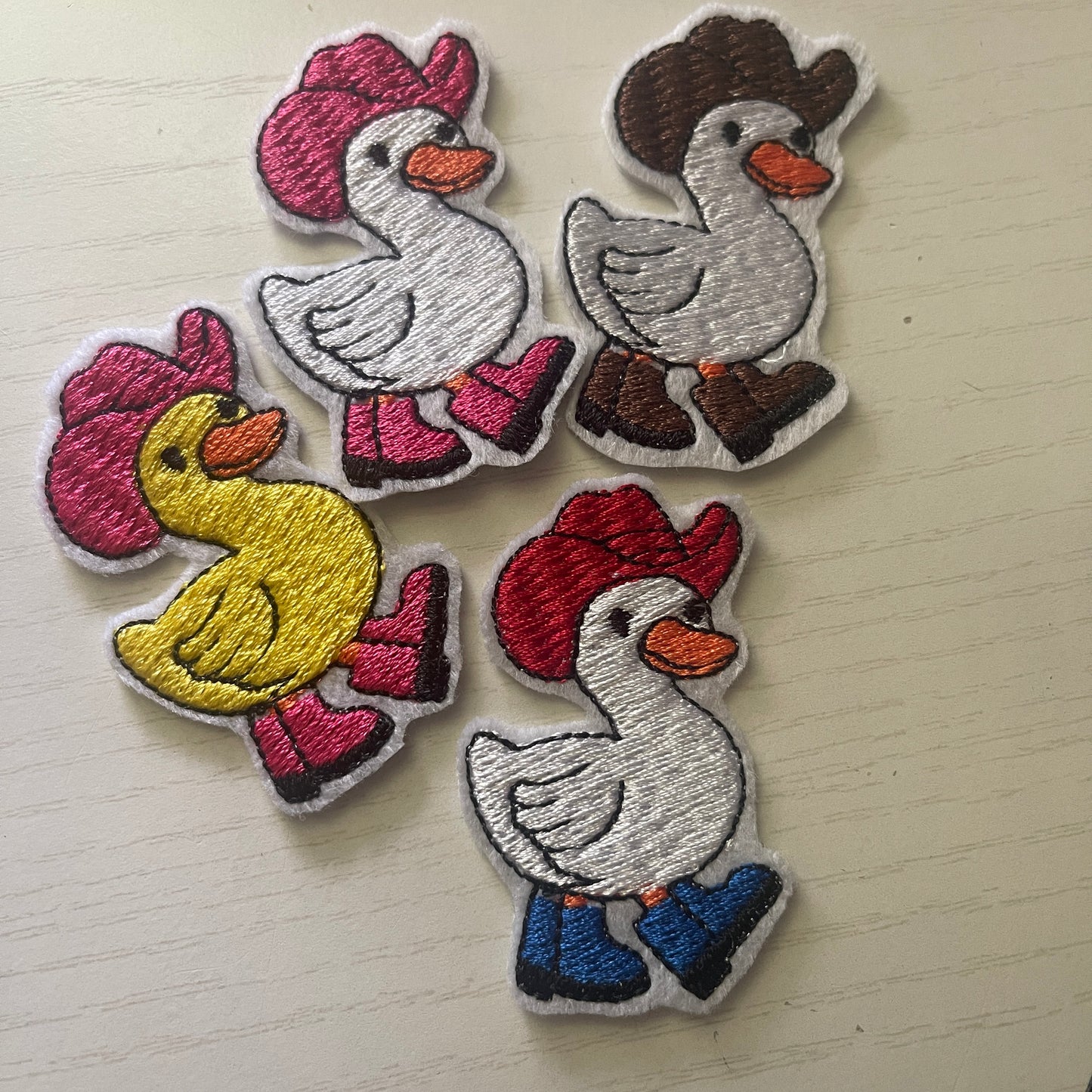 Cowboy Duck Iron on embroidered patch- can change wording color