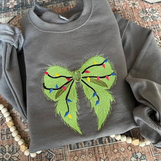 Fuzzy Christmas bow Sweatshirt