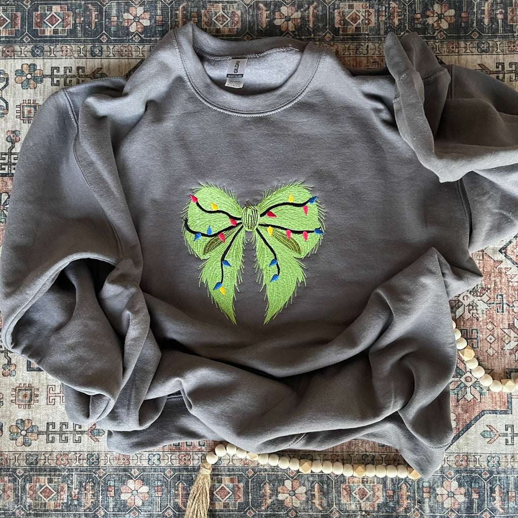 Fuzzy Christmas bow Sweatshirt