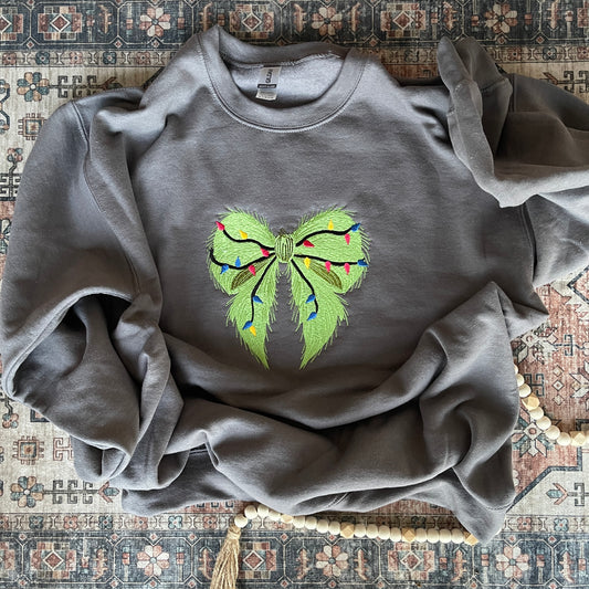 Fuzzy Christmas bow Sweatshirt