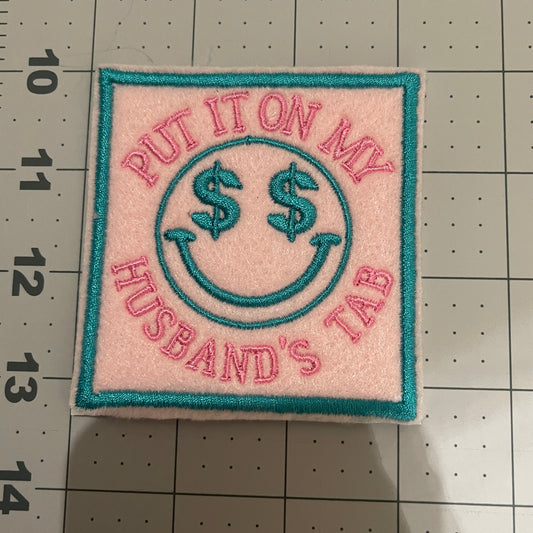 Put it on my husbands tab Iron on embroidered patch