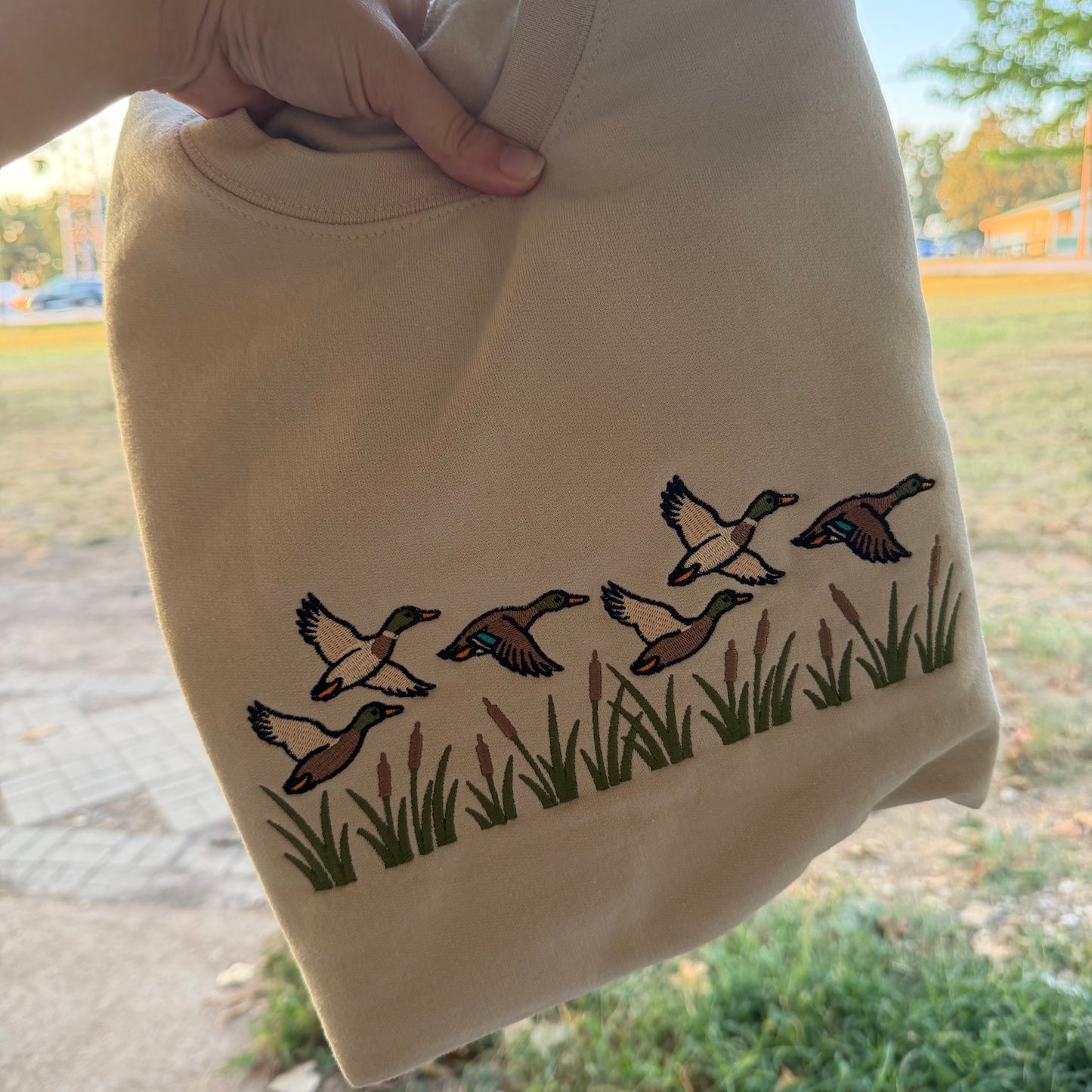 Mallards in the Marsh Embroidered Sweatshirt