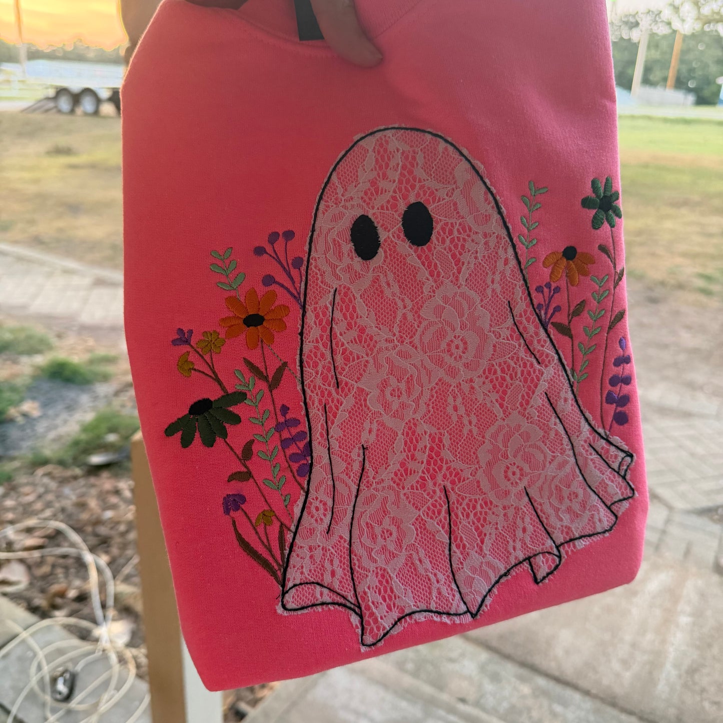 Floral Lace Ghost Sweatshirt YOUTH & ADULT