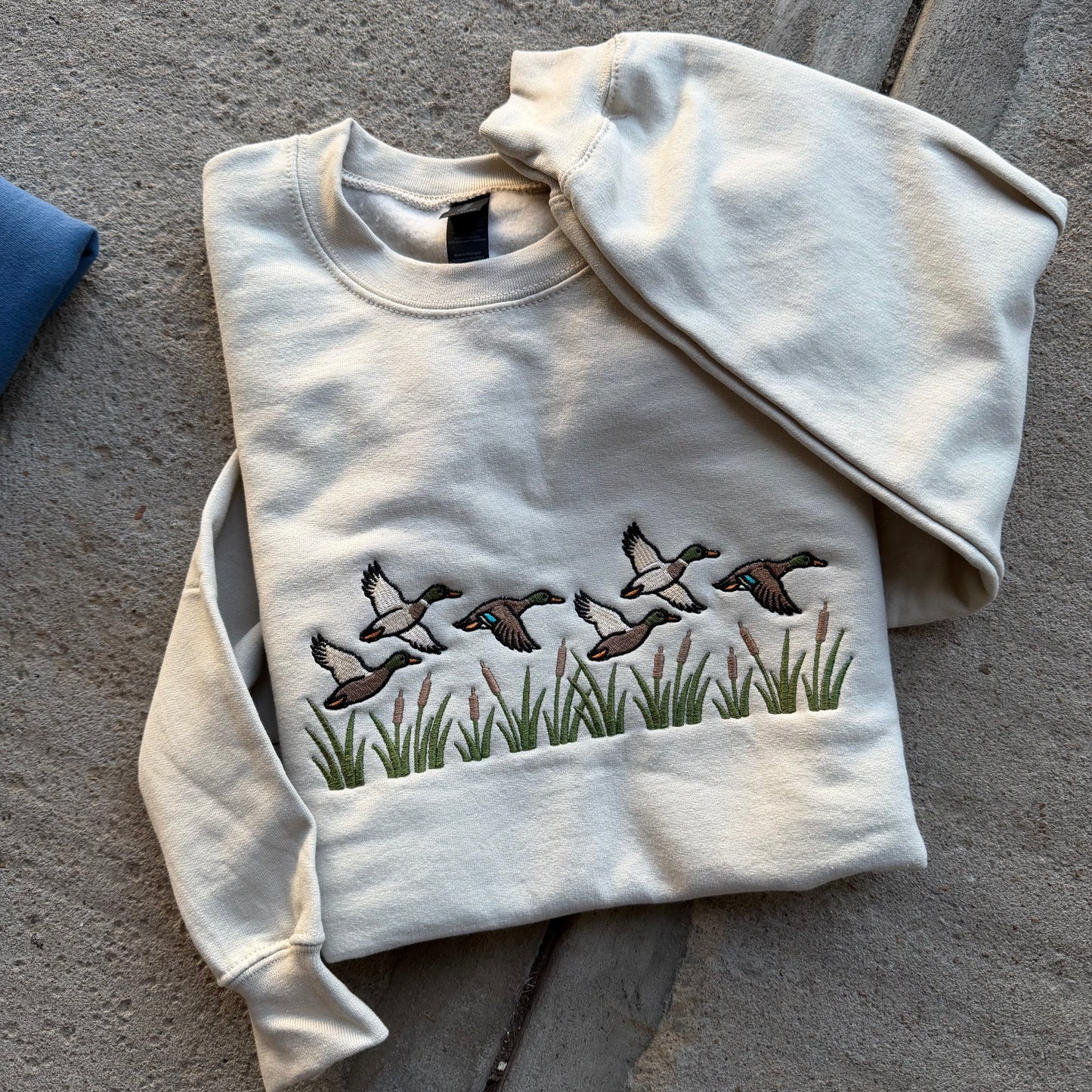 Flying Mallards & Cattails Embroidered Sweatshirt