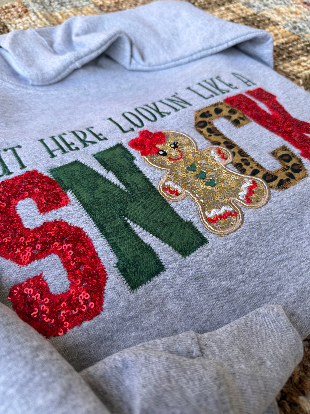 Original Gingerbread “Snack” Appliqué Christmas Sweatshirt