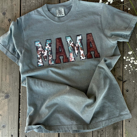 Rust and Ranch Embroidered MAMA tee