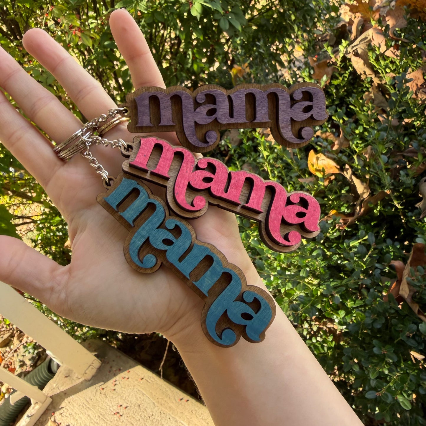 Wooden mama keychain