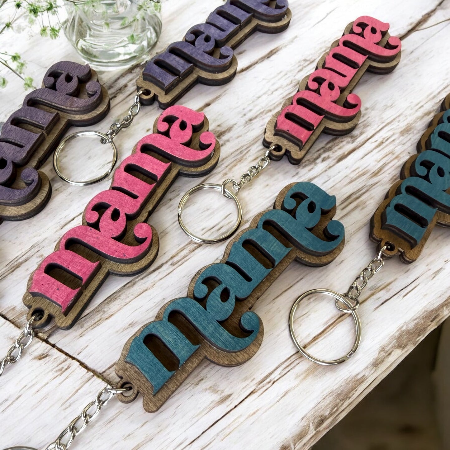 Wooden mama keychain