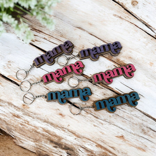 Wooden mama keychain