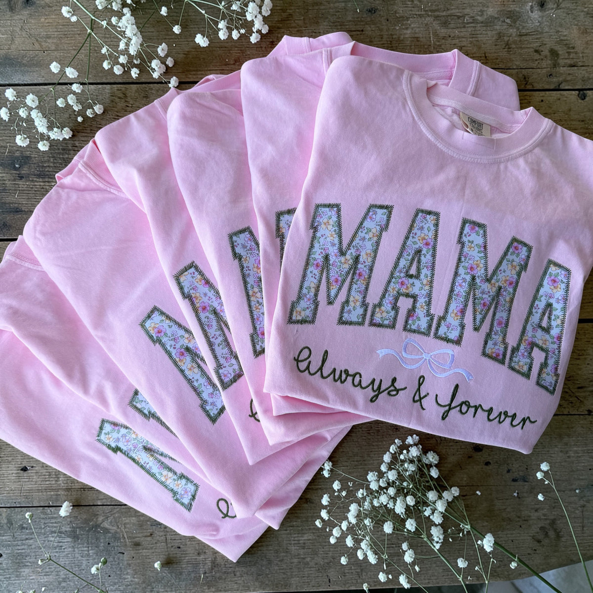 Mama always and forever embroidered shirt