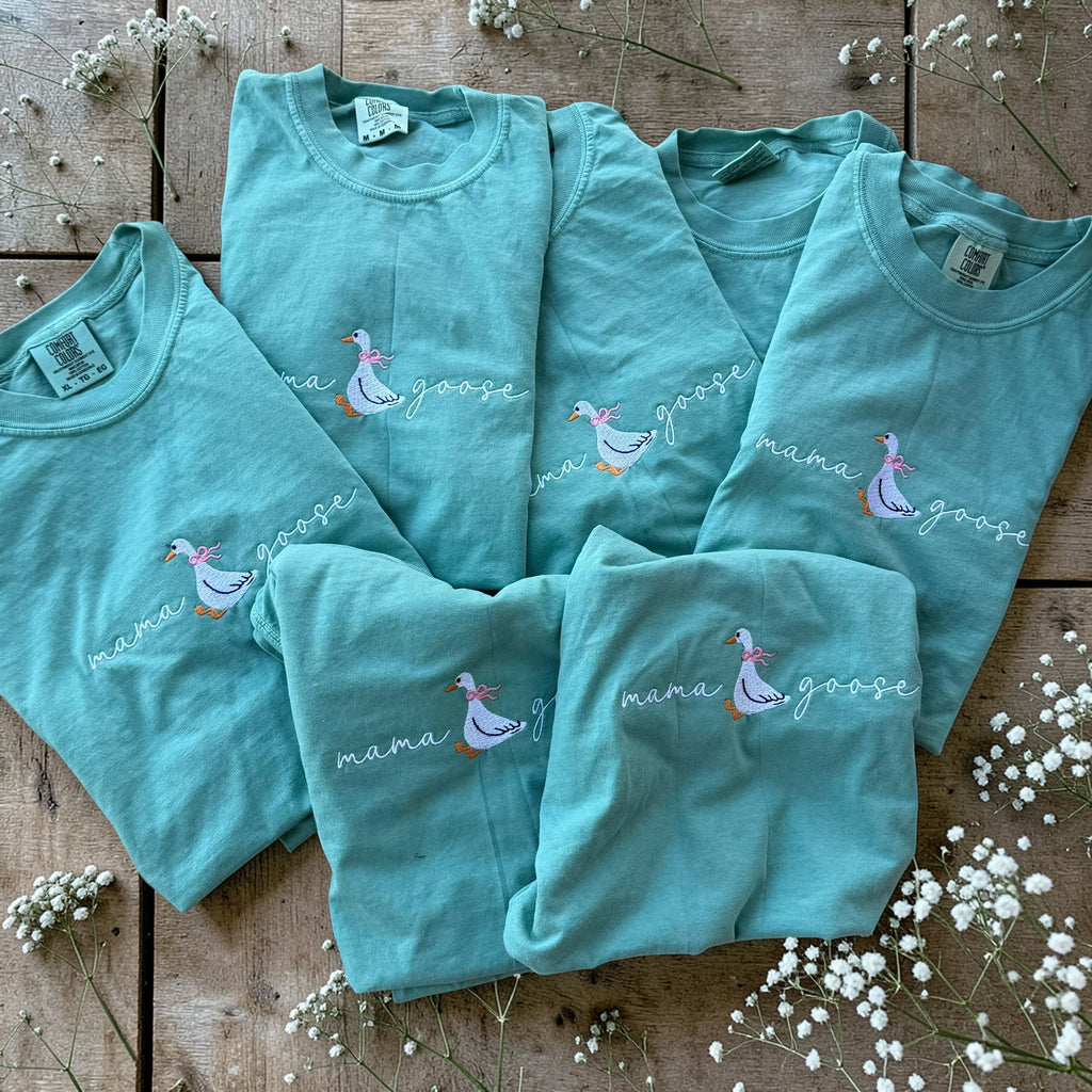 Mama goose embroidered tee or sweatshirt