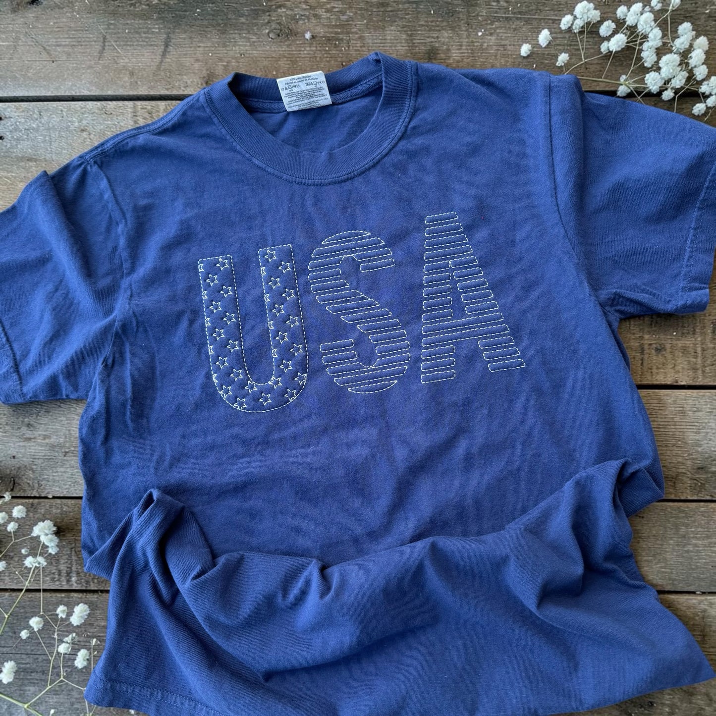 USA Embossed Puff Embroidery Tee