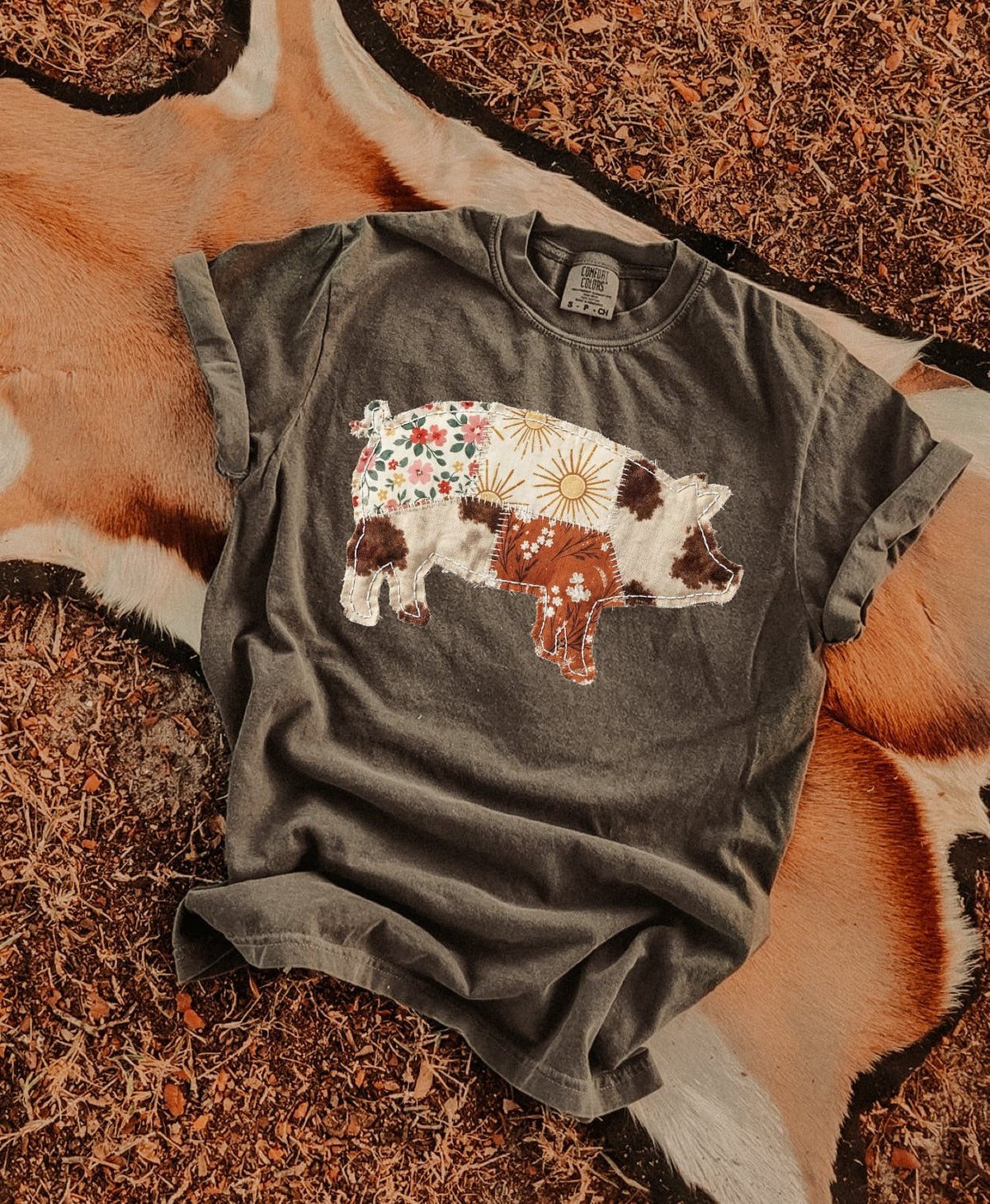 YOUTH Patchwork Pig Graphic Tee 🐖✨ (DTF Printed)