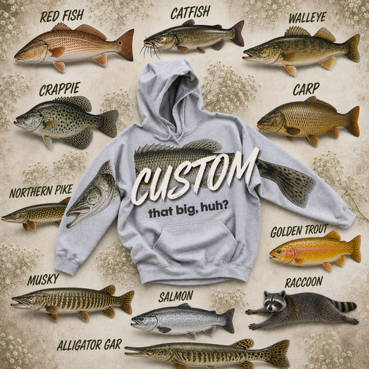 YOUTH CUSTOM Fish Story Hoodie or Sweatshirt M