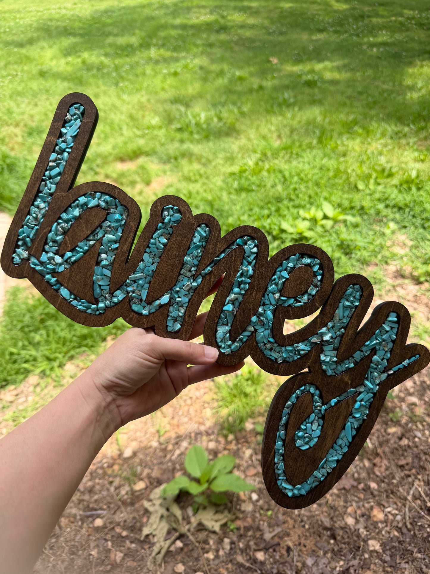 Layered Name Signs with Faux Stone Inlay