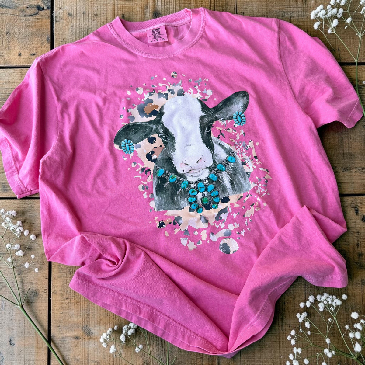 YOUTH Turquoise Highland Cow Graphic Tee