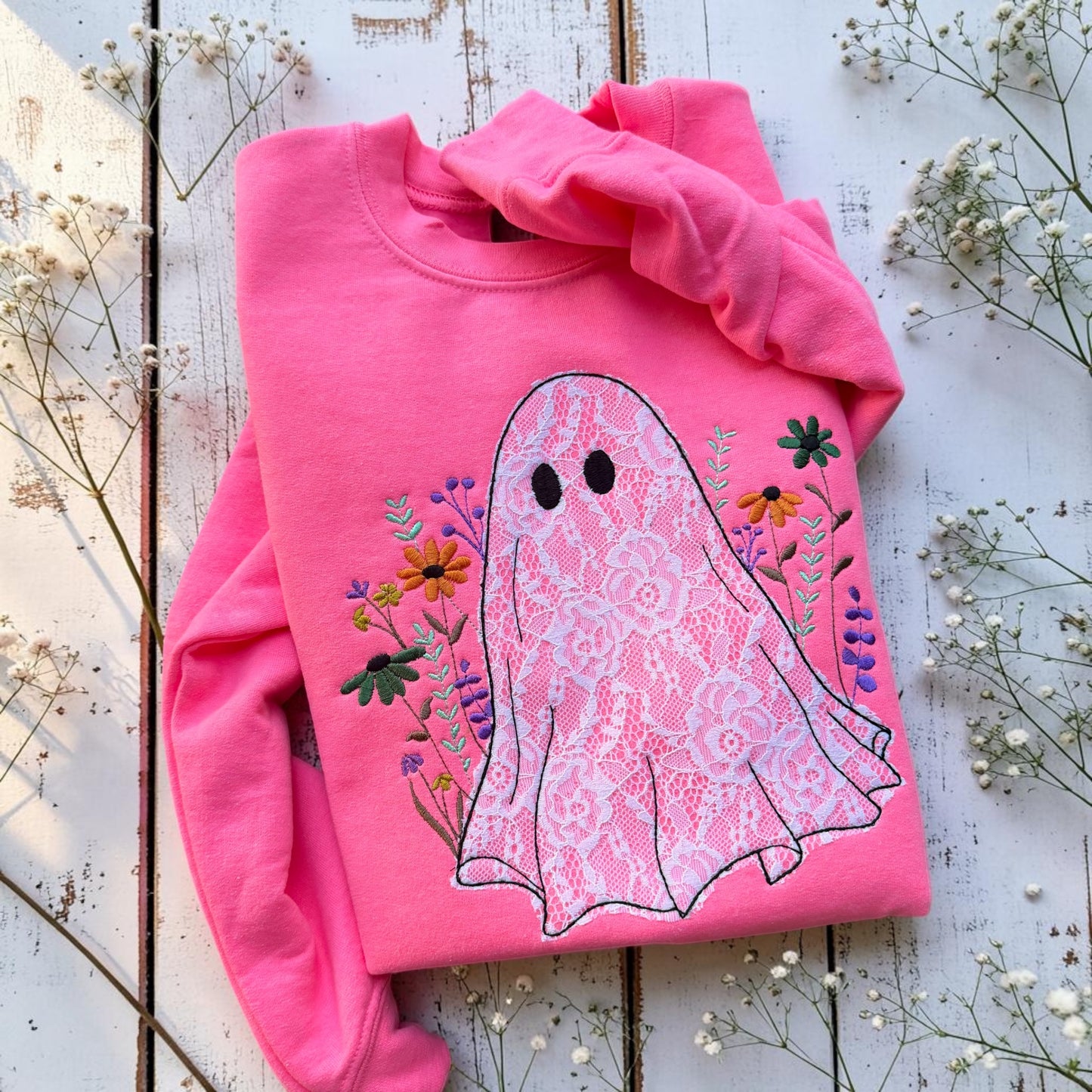 Floral Lace Ghost Sweatshirt YOUTH & ADULT