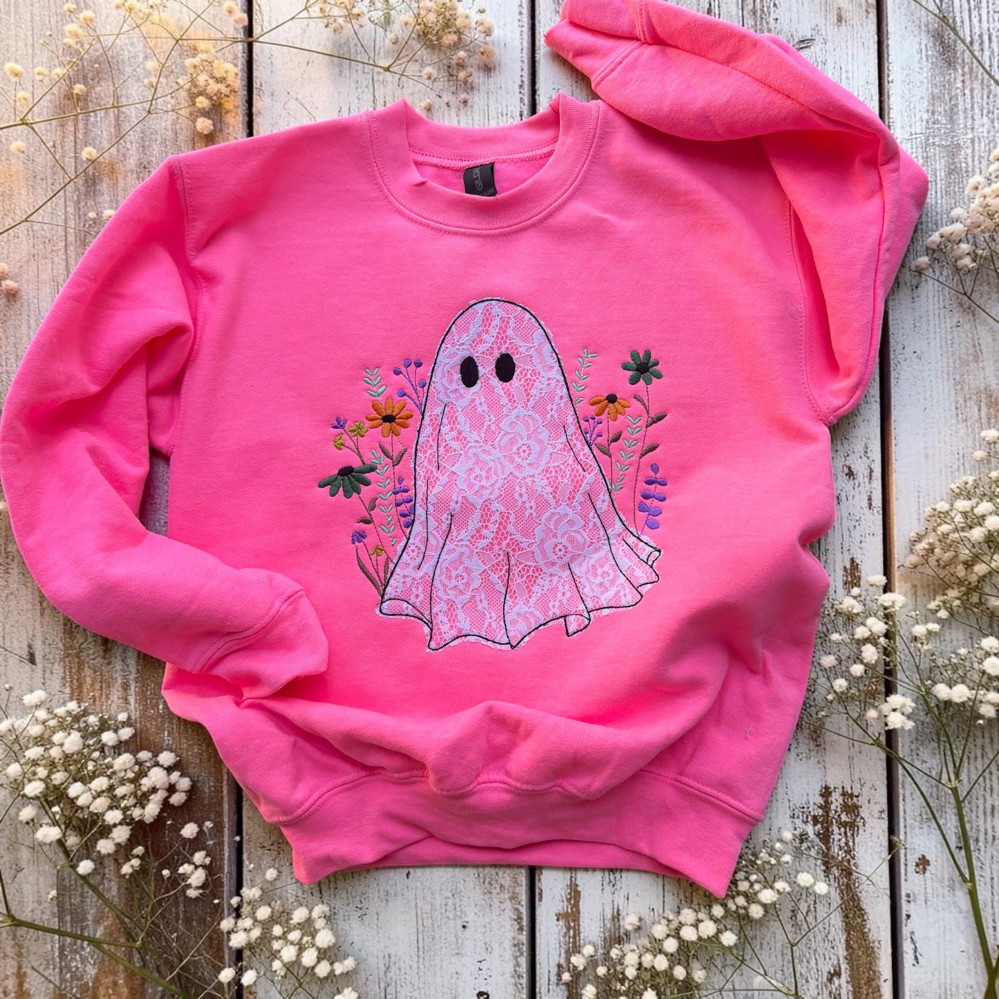 Floral Lace Ghost Sweatshirt YOUTH & ADULT