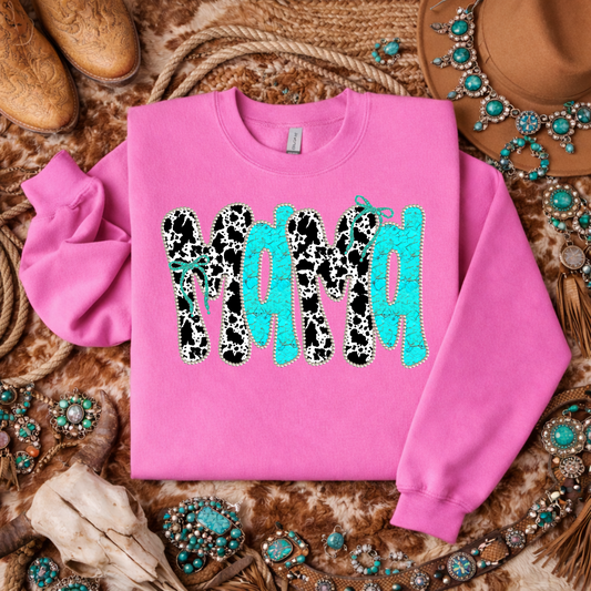 Cow and turquoise Custom Sweatshirt