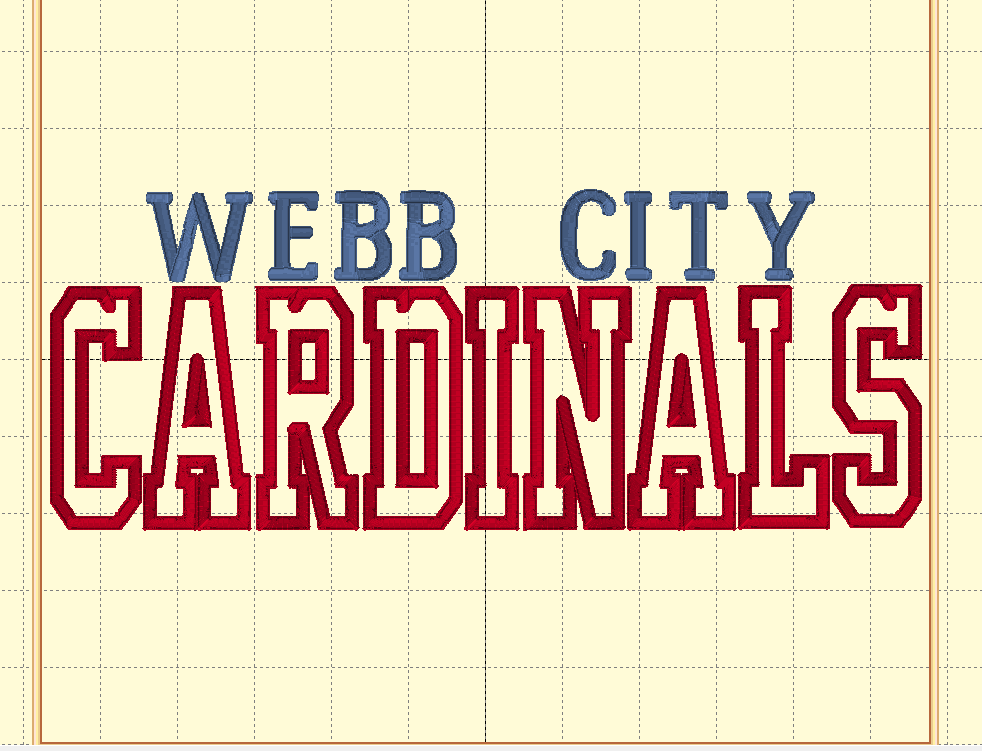 Text 'WEBB CITY CARDINALS' on a grid background